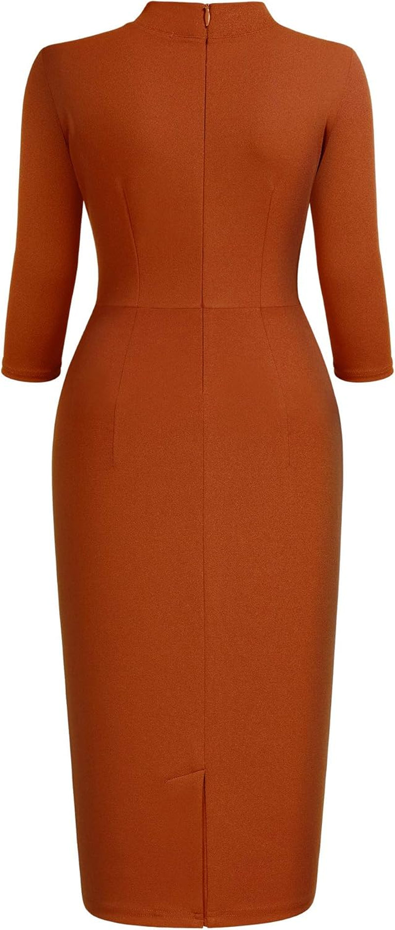 Women'S Retro Half Collar Ruffle 2/3 Sleeve Cocktail Pencil Dress