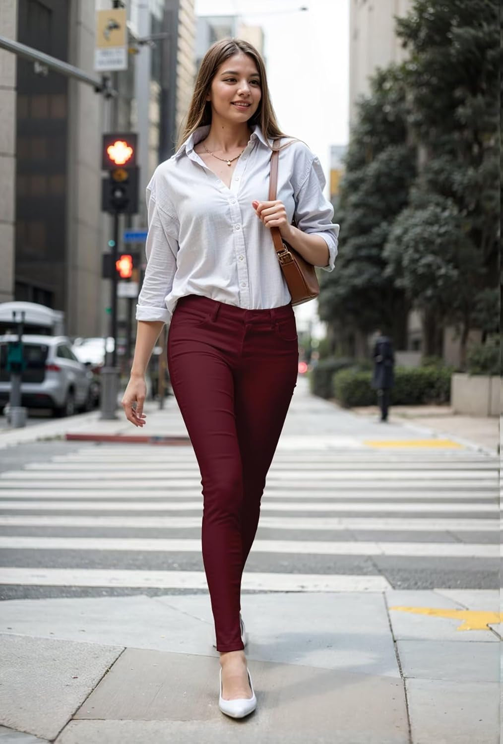 Womens Hyper Ultra Stretch Comfy Skinny Leg Work Casual Pants