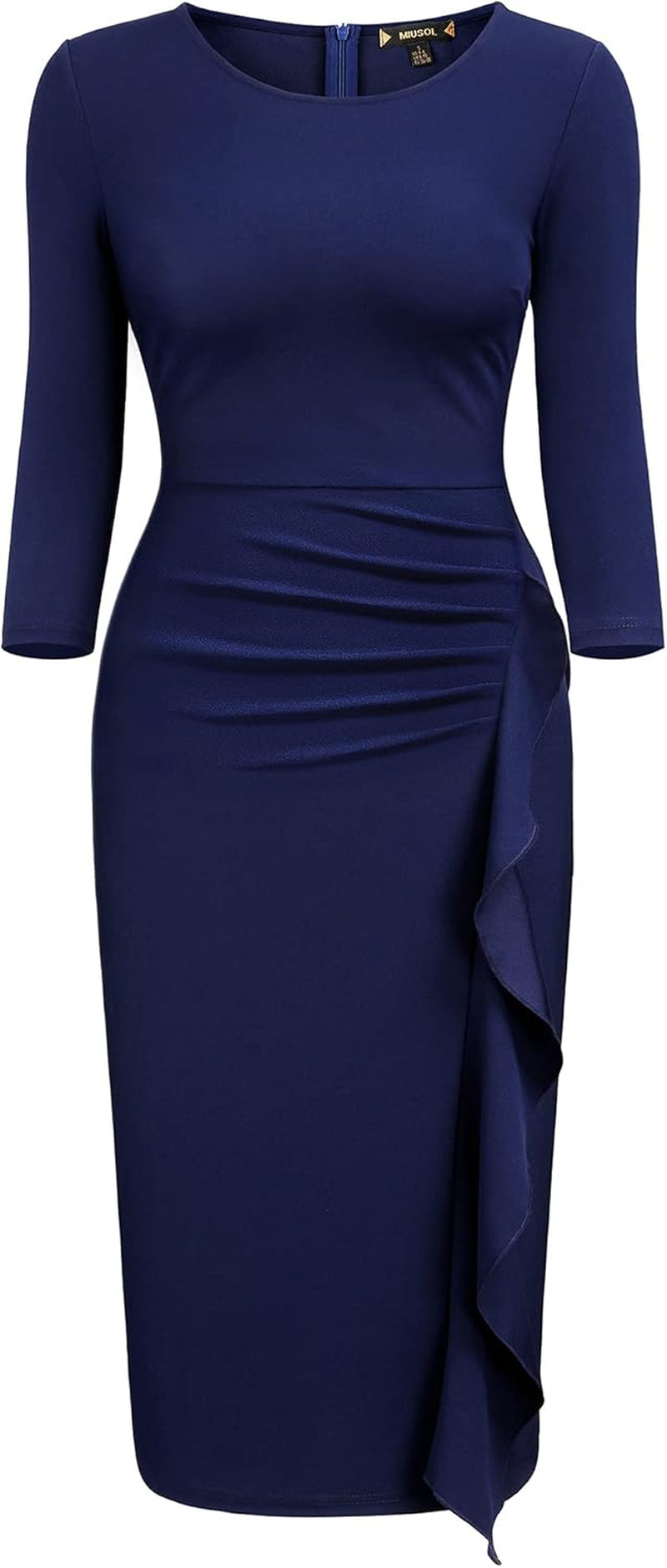 Women'S Business Retro Ruffles 2/3 Sleeve Cocktail Pencil Dress