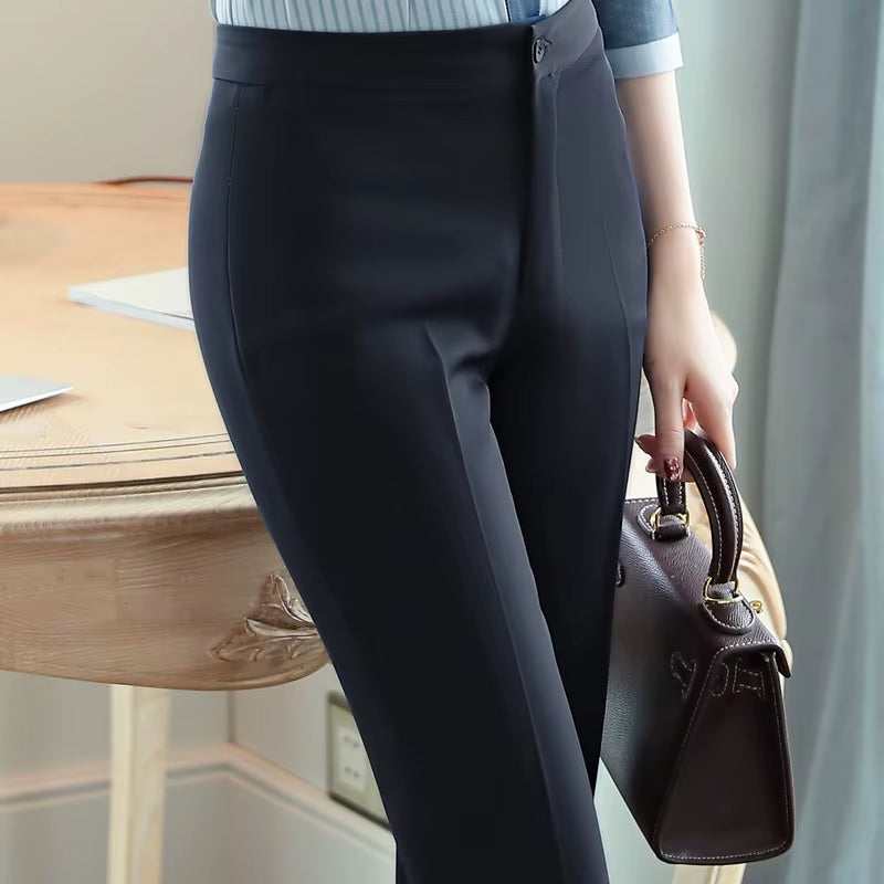 Naviu Fashion Slim Mid Waist Pants Formal Business Women Trousers Spring New Office Ladies Solid Color Pantalones