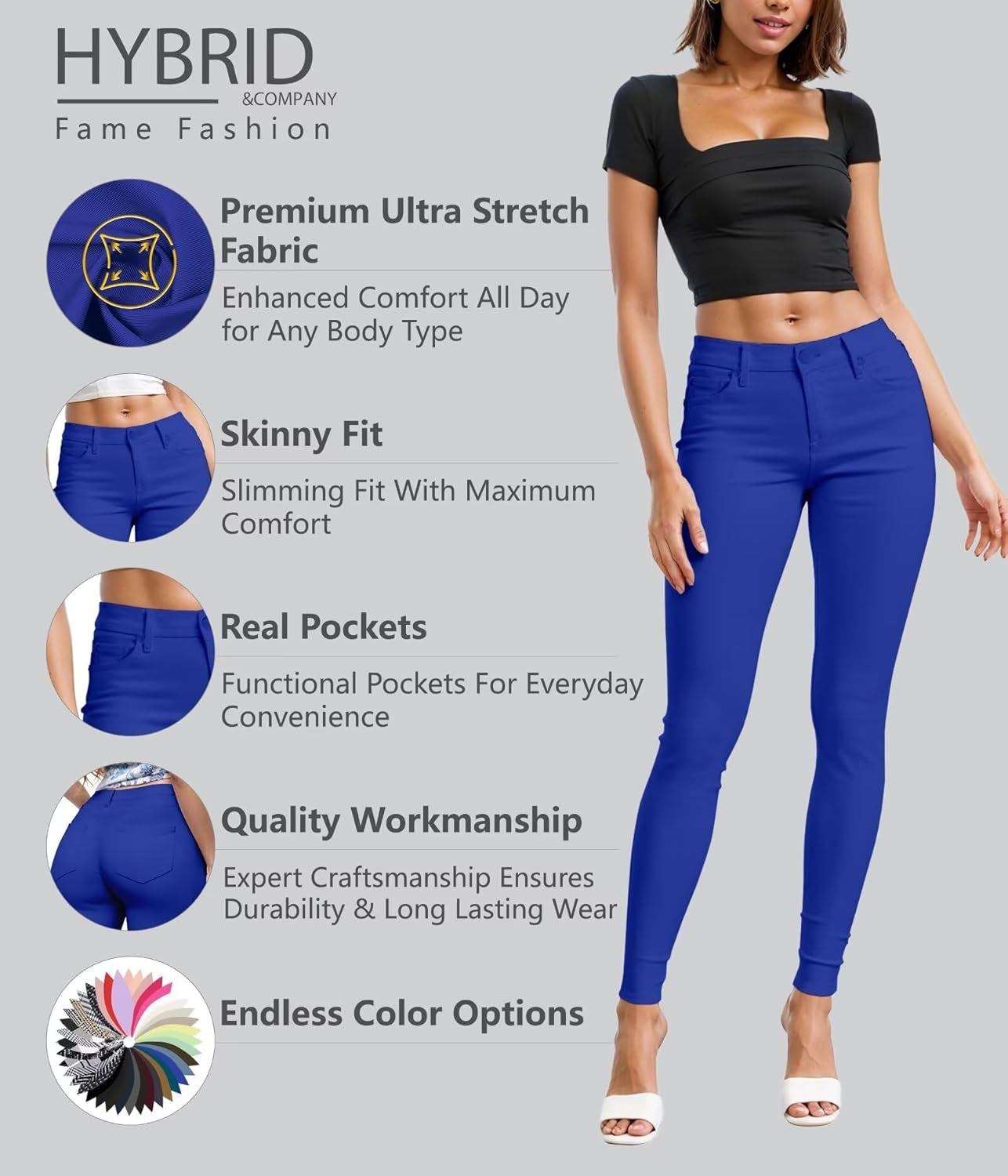 Womens Hyper Ultra Stretch Comfy Skinny Leg Work Casual Pants