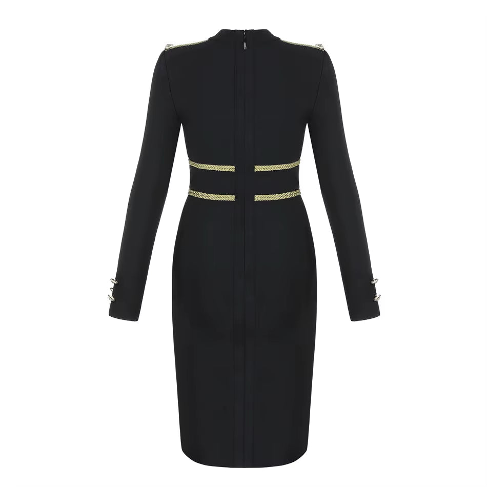 Winter Women'S Bandage Dress Long Sleeve Elegant Button Sexy Black Solid Casual Sexy Mini Evening Party Bodycon Dresses Outfits