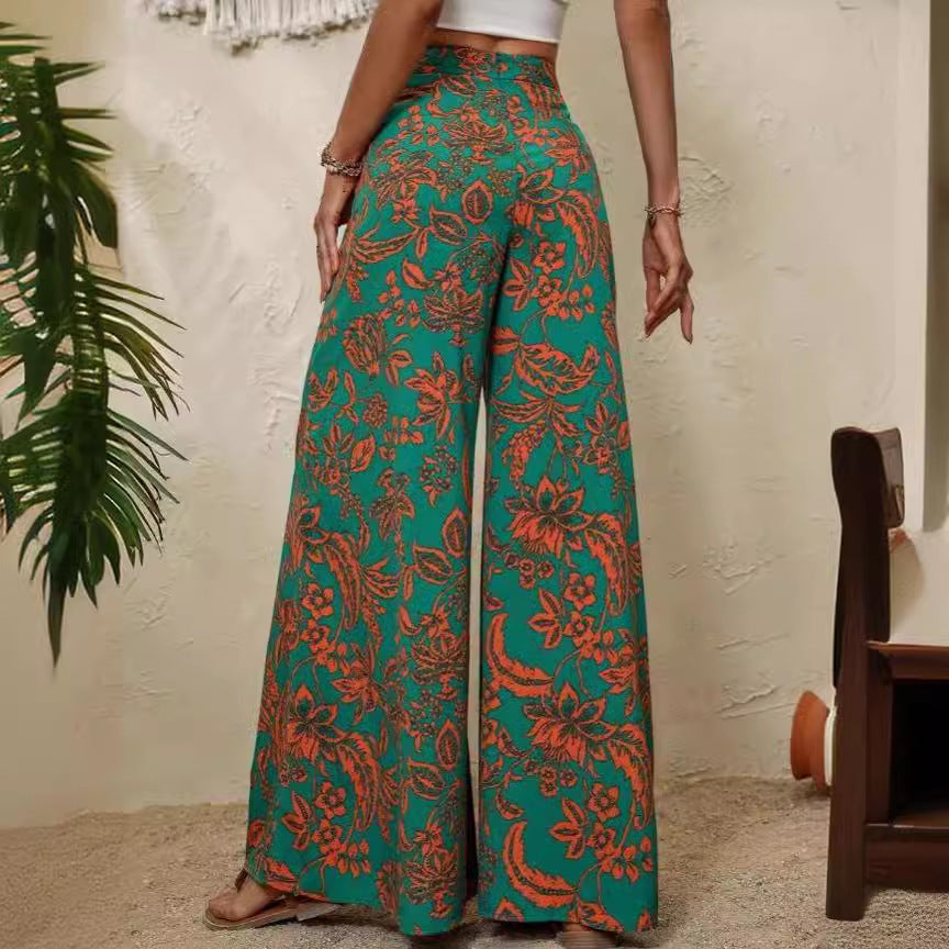 Fashionable Elegant Floral Print Women'S Pants