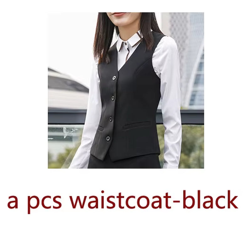 New Fall Winter Women Coat Set Elegant Slim Business Office Long Blazers Vest Pants Suit Work Wear Windbreaker