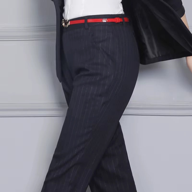 Naviu New Arrives Fashion Straight Pants Women Slim Formal Office Stripe Trousers High Quality Bottoms