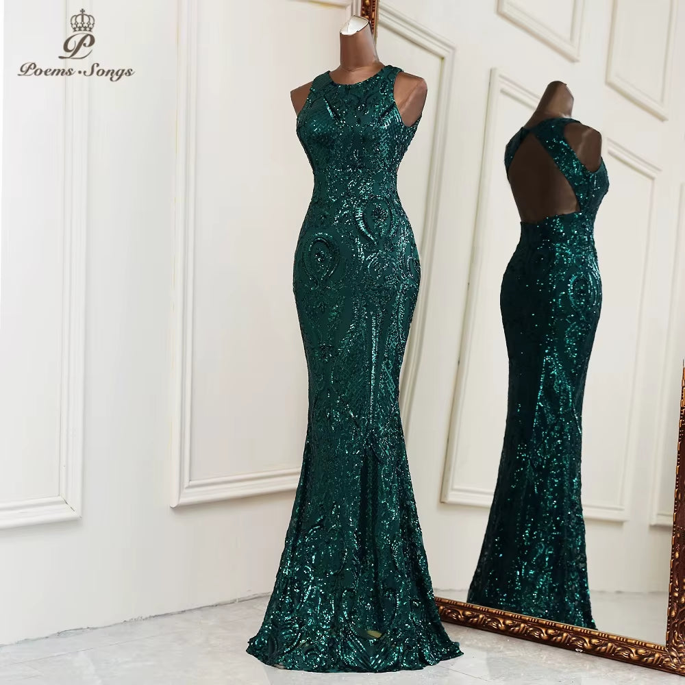 New Mermaid Evening Dresses Elegant Sexy Backless Long Formal Dress Women Vestidos De Fiesta Robe De Soiree De Mariage