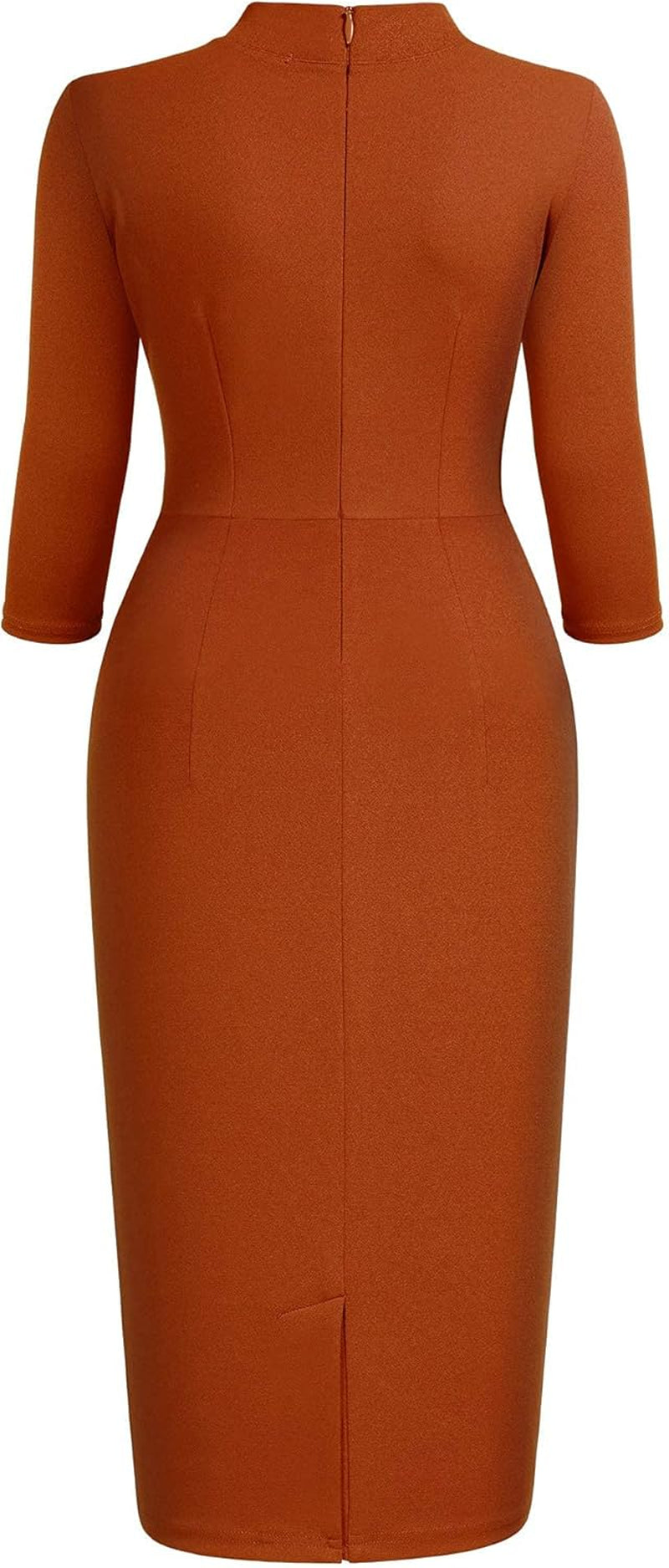 Women'S Retro Half Collar Ruffle 2/3 Sleeve Cocktail Pencil Dress