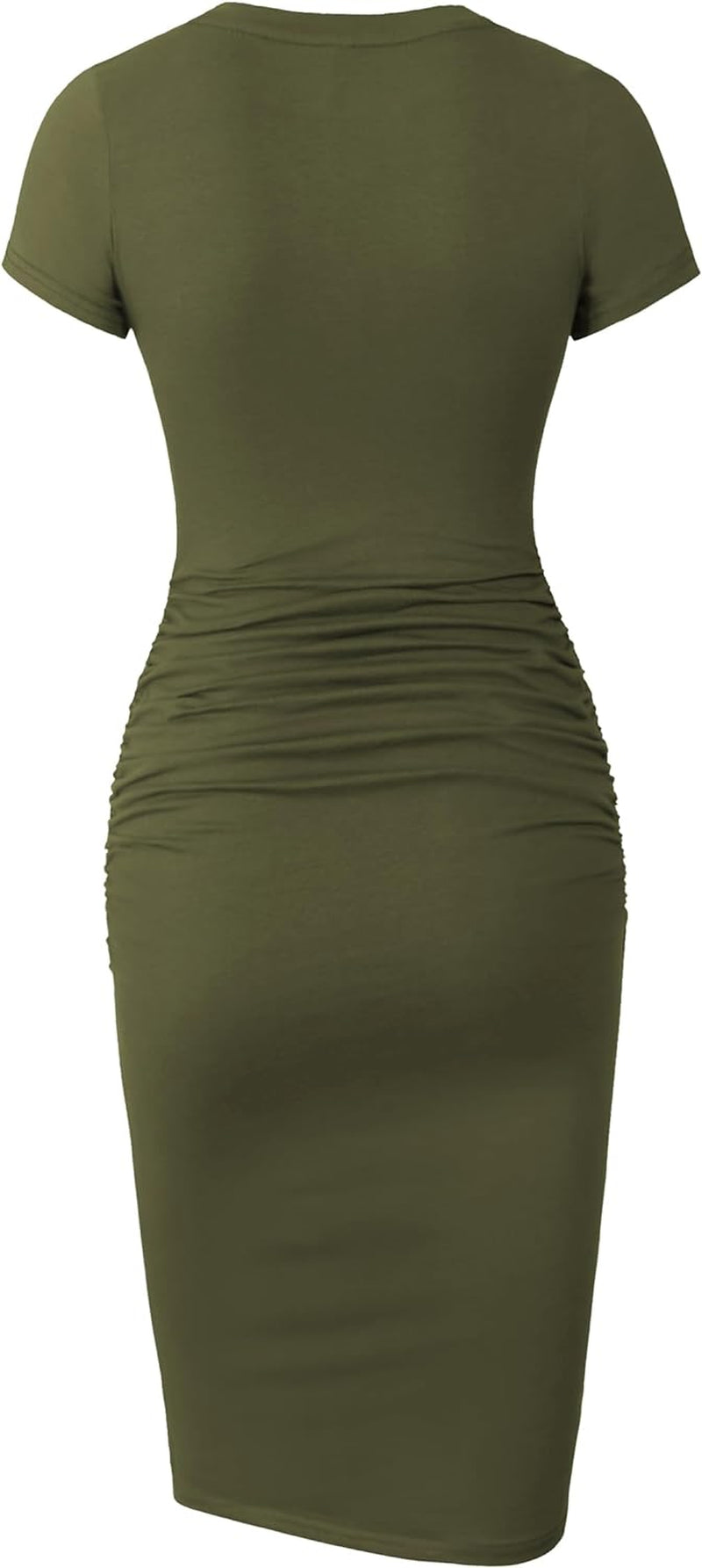 Women'S Short Sleeve Ruched Casual Sundress Midi Bodycon T Shirt Dress