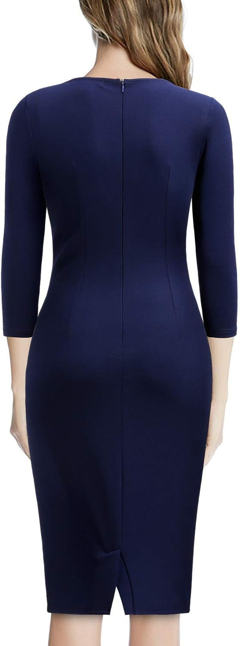 Women'S Business Retro Ruffles 2/3 Sleeve Cocktail Pencil Dress