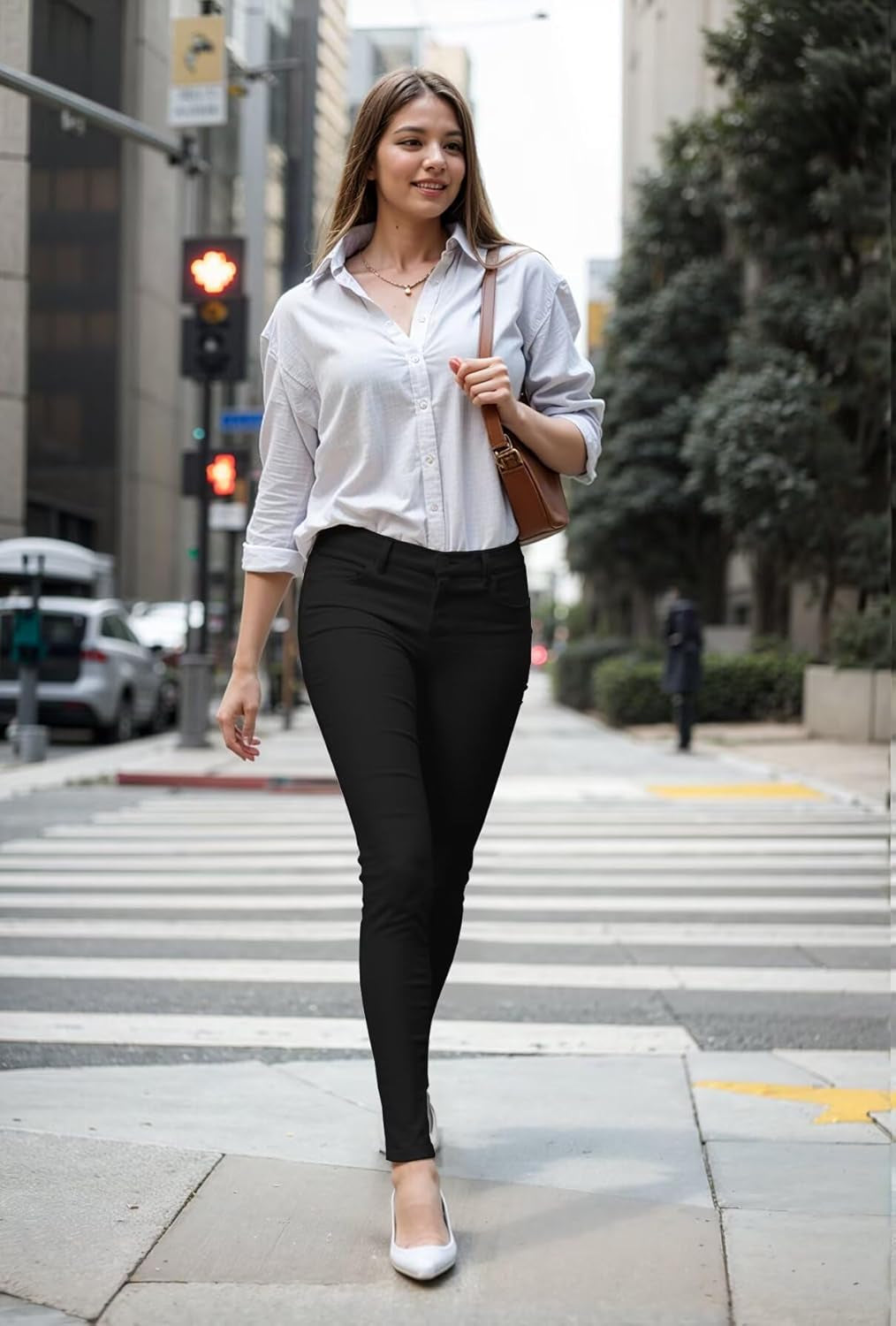 Womens Hyper Ultra Stretch Comfy Skinny Leg Work Casual Pants