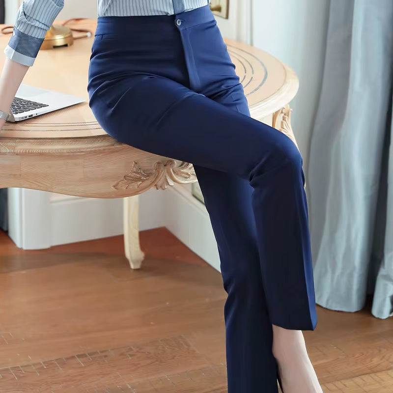 Naviu Fashion Slim Mid Waist Pants Formal Business Women Trousers Spring New Office Ladies Solid Color Pantalones