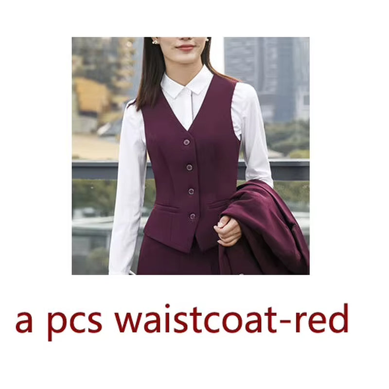 New Fall Winter Women Coat Set Elegant Slim Business Office Long Blazers Vest Pants Suit Work Wear Windbreaker
