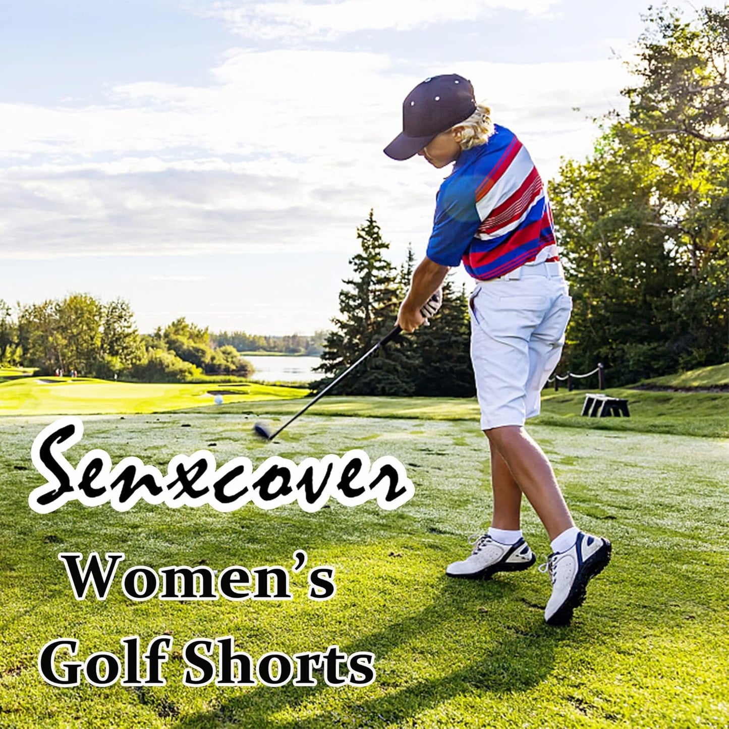 Women'S Golf Shorts, 9" Chino Shorts Stretch Casual Bermuda Shorts
