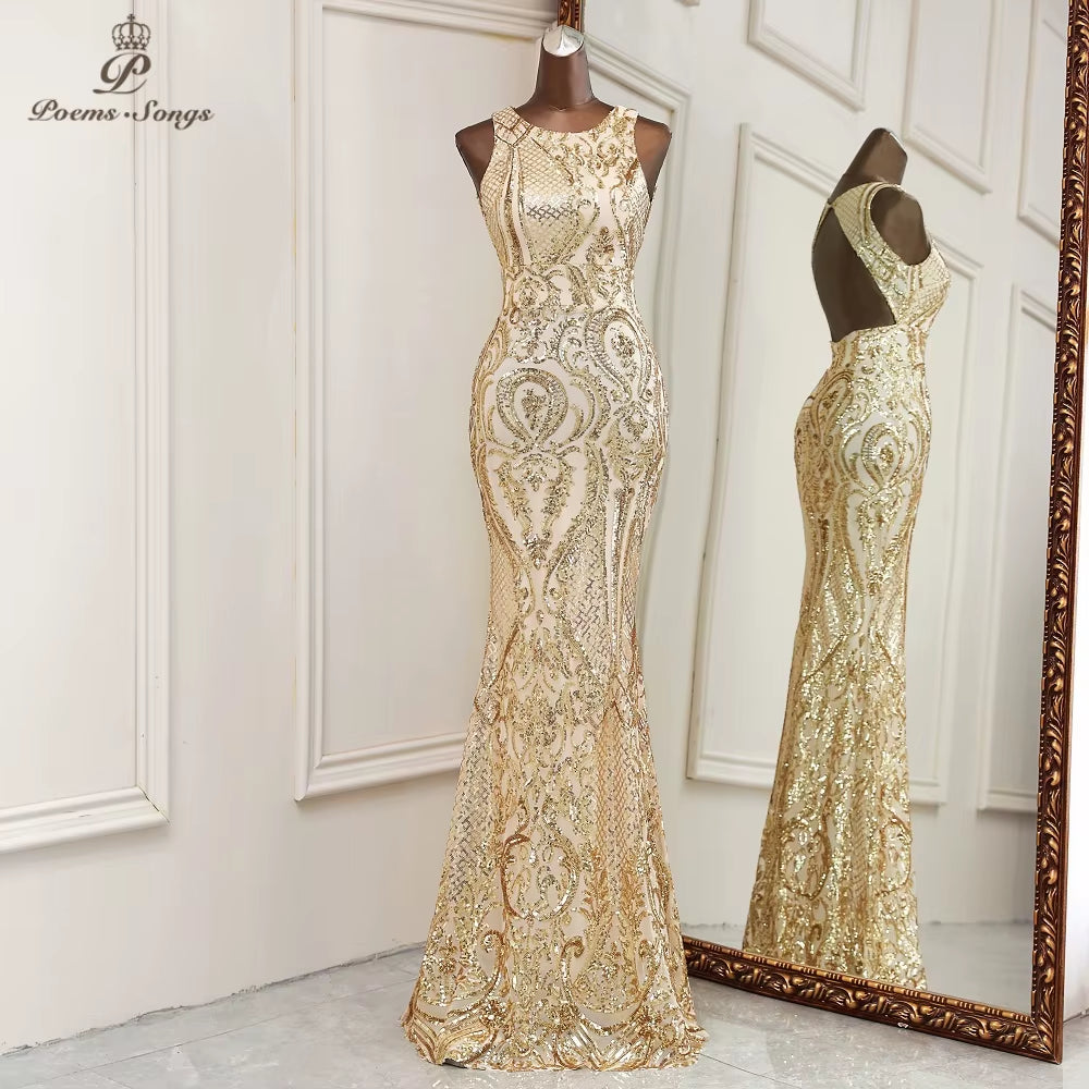 New Mermaid Evening Dresses Elegant Sexy Backless Long Formal Dress Women Vestidos De Fiesta Robe De Soiree De Mariage