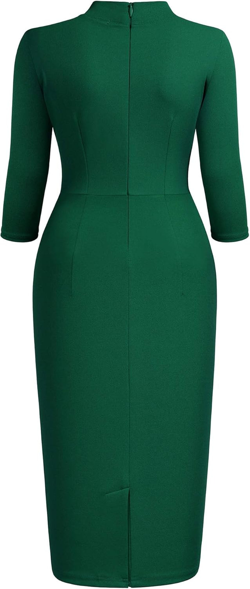 Women'S Retro Half Collar Ruffle 2/3 Sleeve Cocktail Pencil Dress