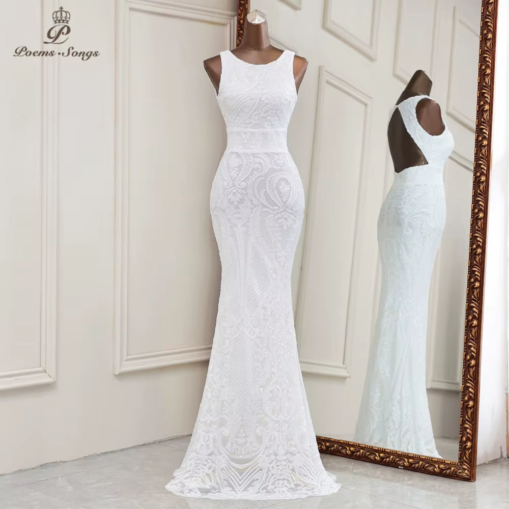 New Mermaid Evening Dresses Elegant Sexy Backless Long Formal Dress Women Vestidos De Fiesta Robe De Soiree De Mariage