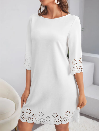 Laser Cut Scalloped Dress