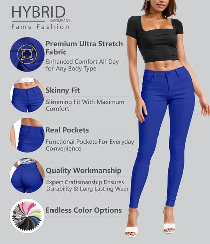 Womens Hyper Ultra Stretch Comfy Skinny Leg Work Casual Pants
