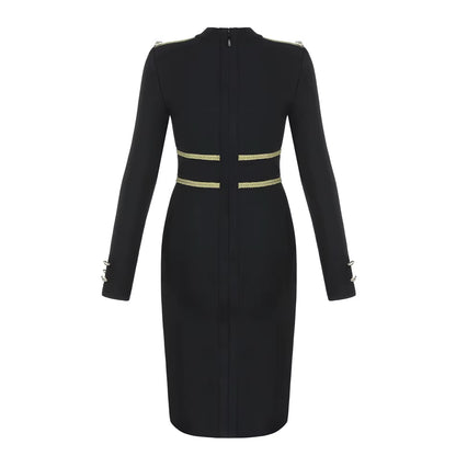 Winter Women'S Bandage Dress Long Sleeve Elegant Button Sexy Black Solid Casual Sexy Mini Evening Party Bodycon Dresses Outfits