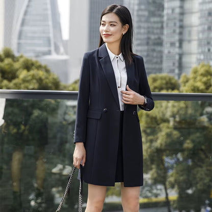 New Fall Winter Women Coat Set Elegant Slim Business Office Long Blazers Vest Pants Suit Work Wear Windbreaker