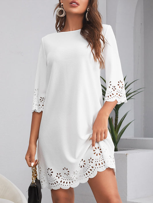 Laser Cut Scalloped Dress
