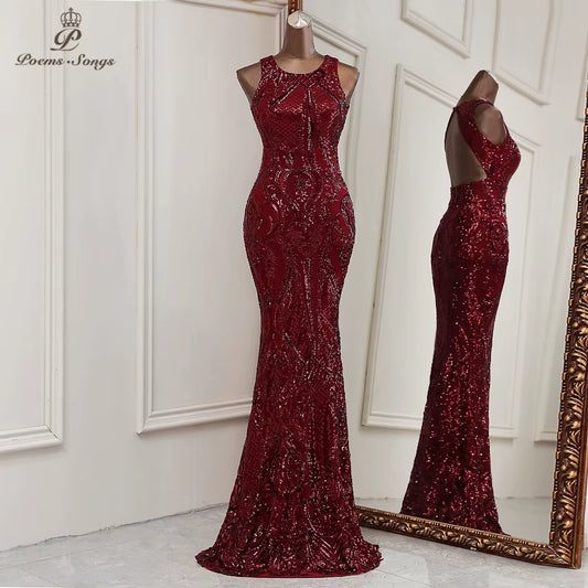New Mermaid Evening Dresses Elegant Sexy Backless Long Formal Dress Women Vestidos De Fiesta Robe De Soiree De Mariage