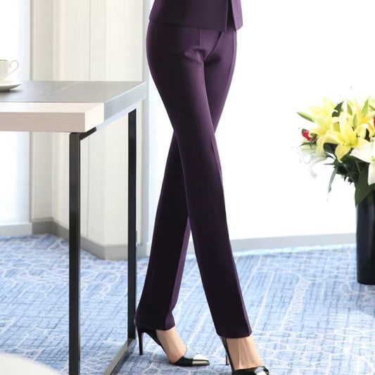 Fashion Slim Mid Waist Pants Formal Pantalones Women Trousers for Autumn Winter Office Ladies Calças Ropa De Mujer