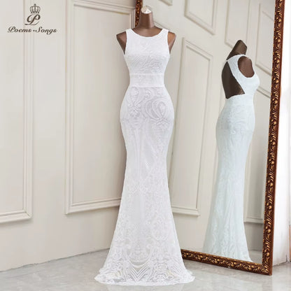 New Mermaid Evening Dresses Elegant Sexy Backless Long Formal Dress Women Vestidos De Fiesta Robe De Soiree De Mariage