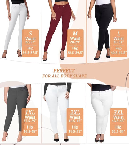 Womens Hyper Ultra Stretch Comfy Skinny Leg Work Casual Pants
